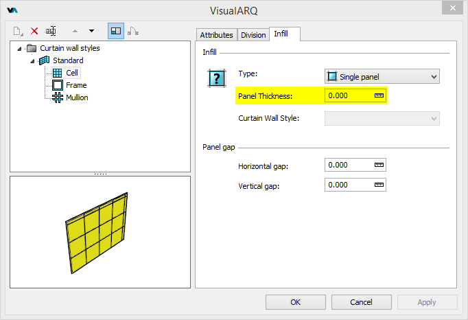 Fassadenzellenstärke