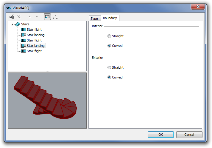 Stair properties dialog